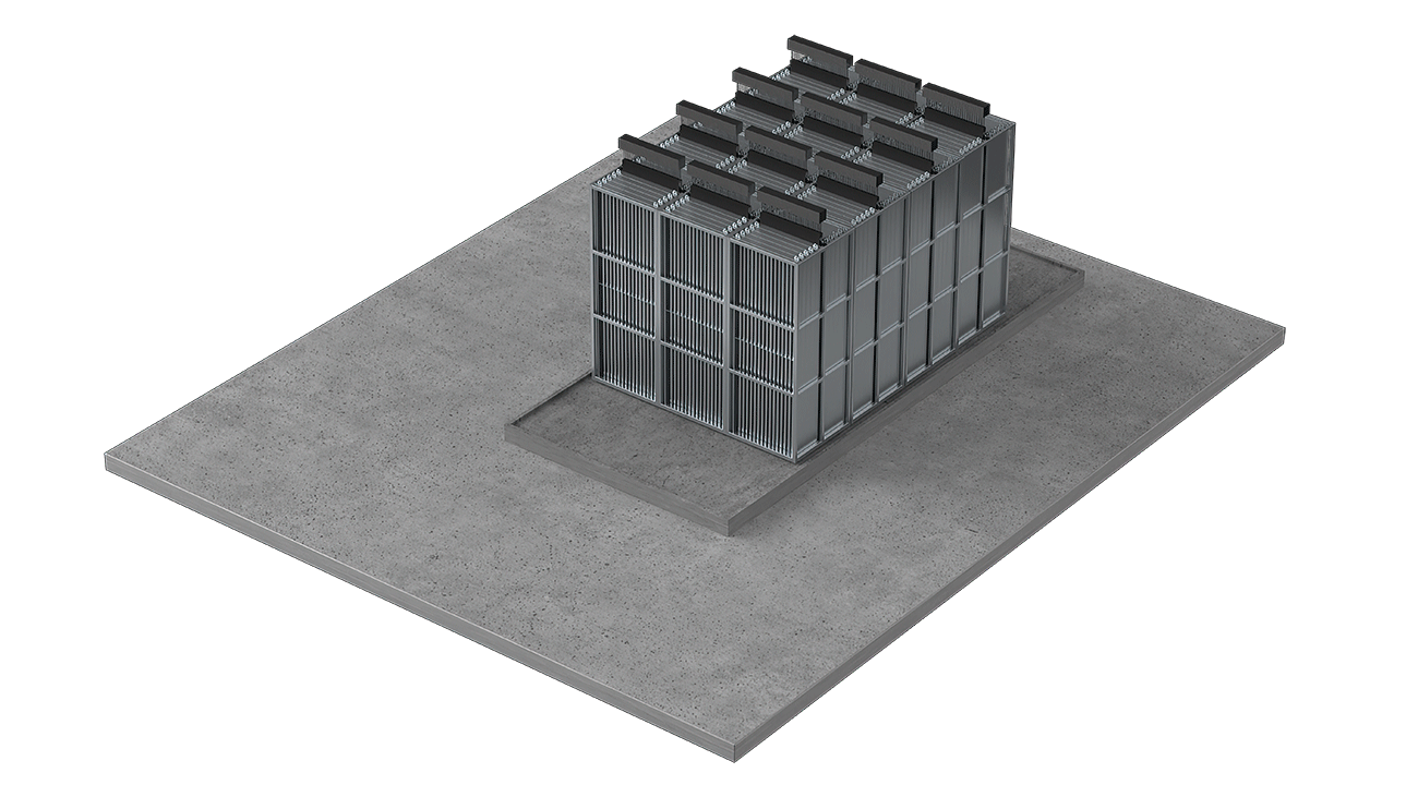 Illustration des modularen Aufbaus des thermischen Speichers TESCORE
